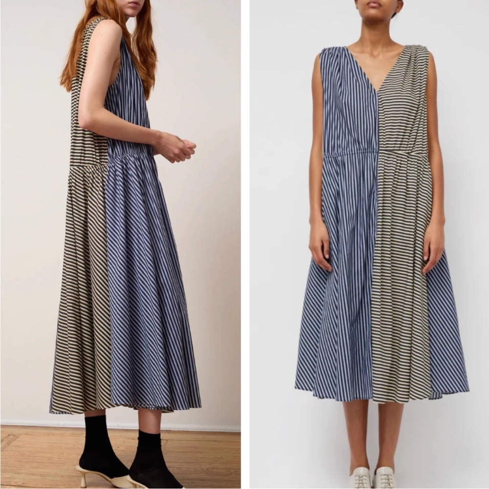 NWT NO.6 Leigh Midi Dress - Stripe Combo Blue Black White Causal Cotton - Picture 1 of 13